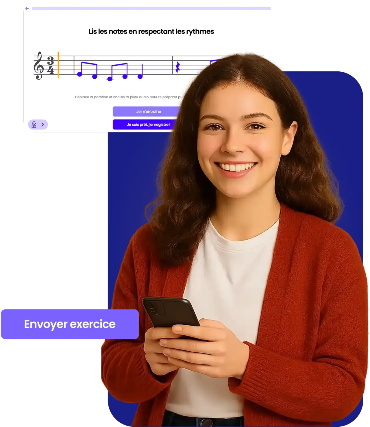 Illustration d'une eleve utilisant Solfy sur mobile